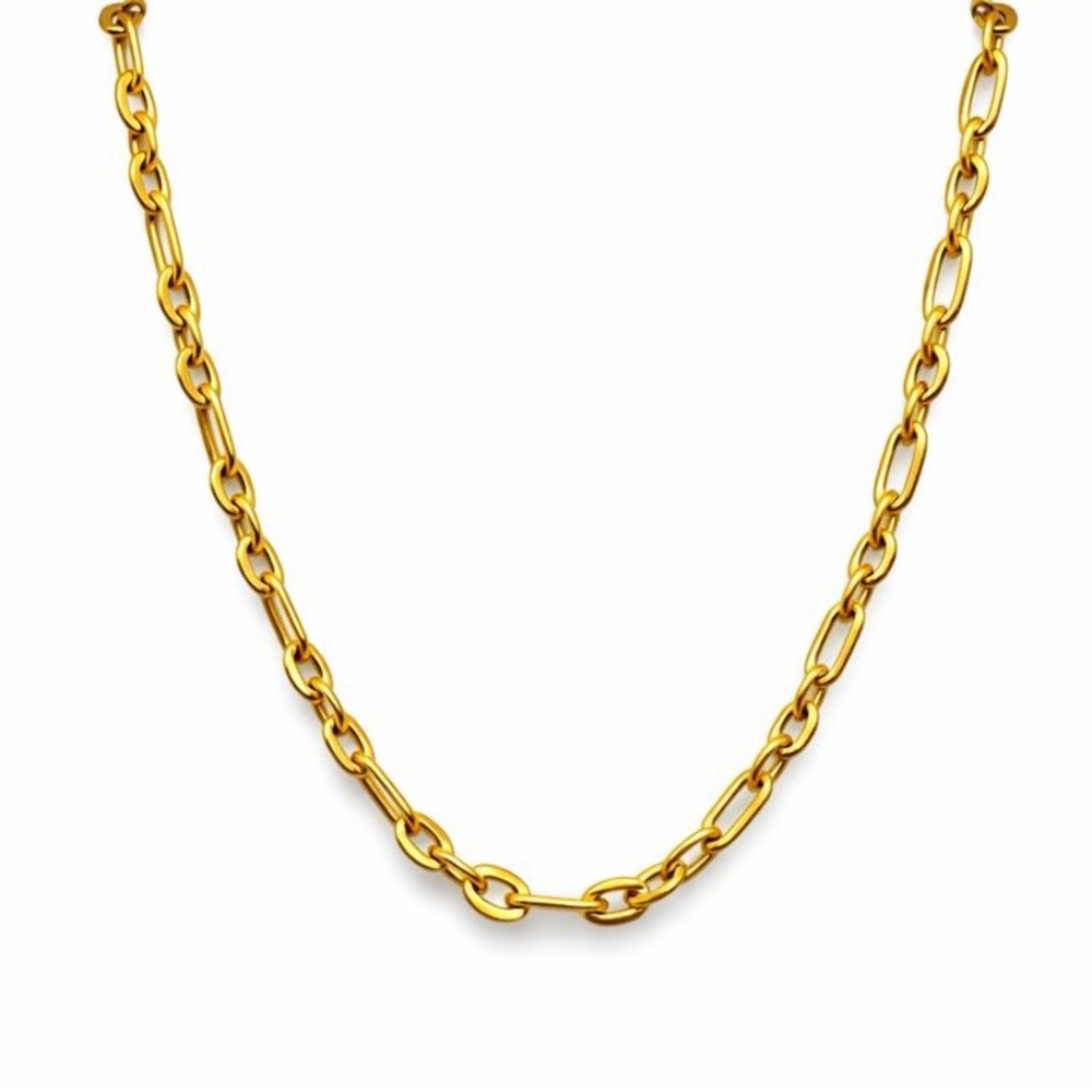 4mm | Gold | Mixed Rolo & Paperclip Link Chain